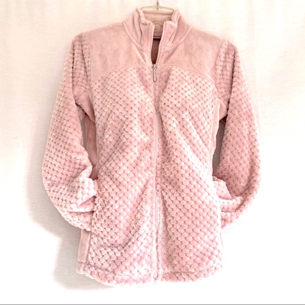 Rose Pink Plush Jacket NWT Zip Front Women’s Jacket With Pockets Size Small